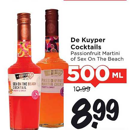 De Kuyper Cocktails Passionfruit Martini of Sex On The Beach 500ML