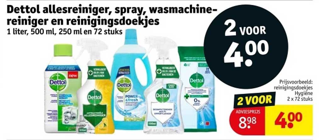 Dettol allesreiniger, spray, wasmachine-reiniger en reinigingsdoekjes