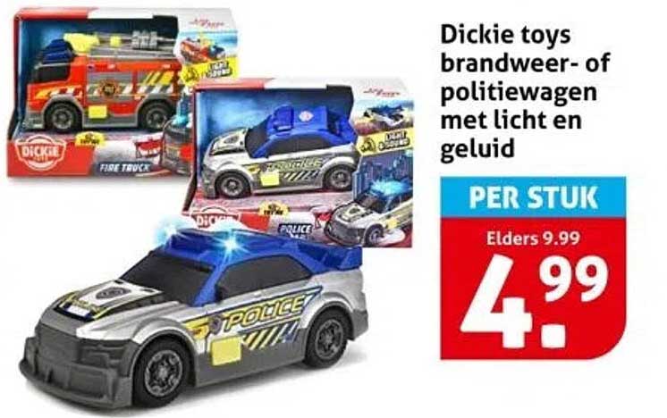 Dickie toys brandweer- of politiewagen met licht en geluid