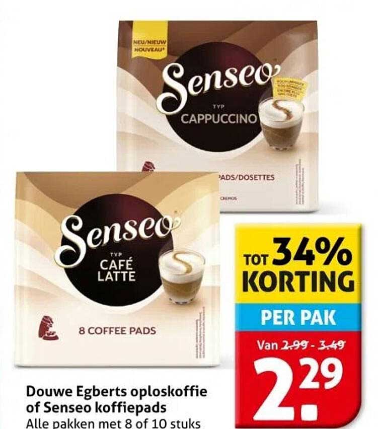 Douwe Egberts oploskoffie of Senseo koffiepads