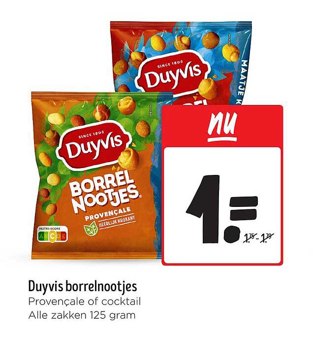 Duyvis borrelnootjes Provençale of cocktail Alle zakken 125 gram