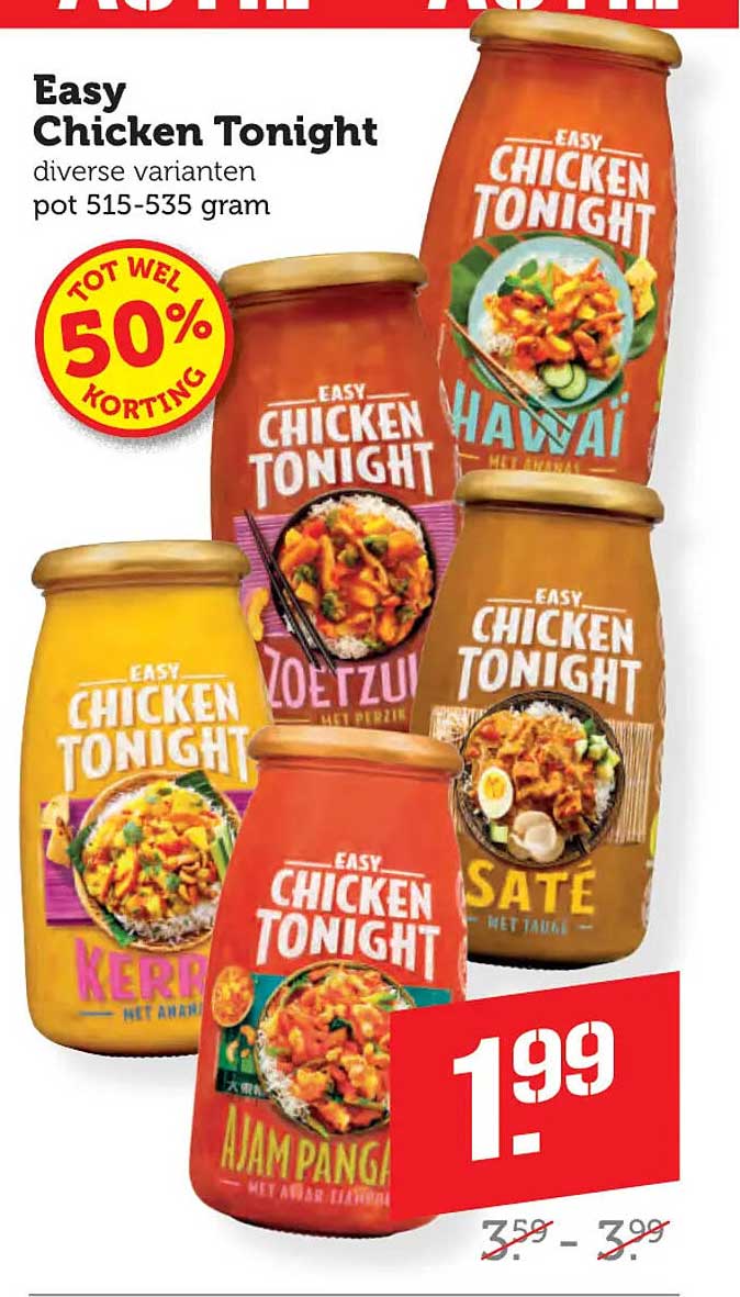 Easy Chicken Tonight diverse varianten pot 515-535 gram