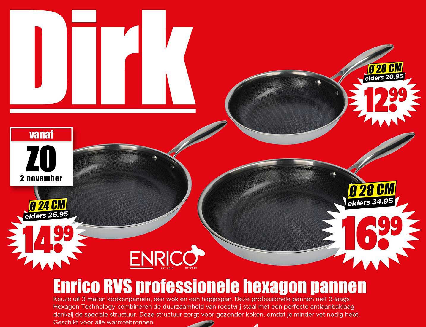 Enrico RVS professionele hexagon pannen