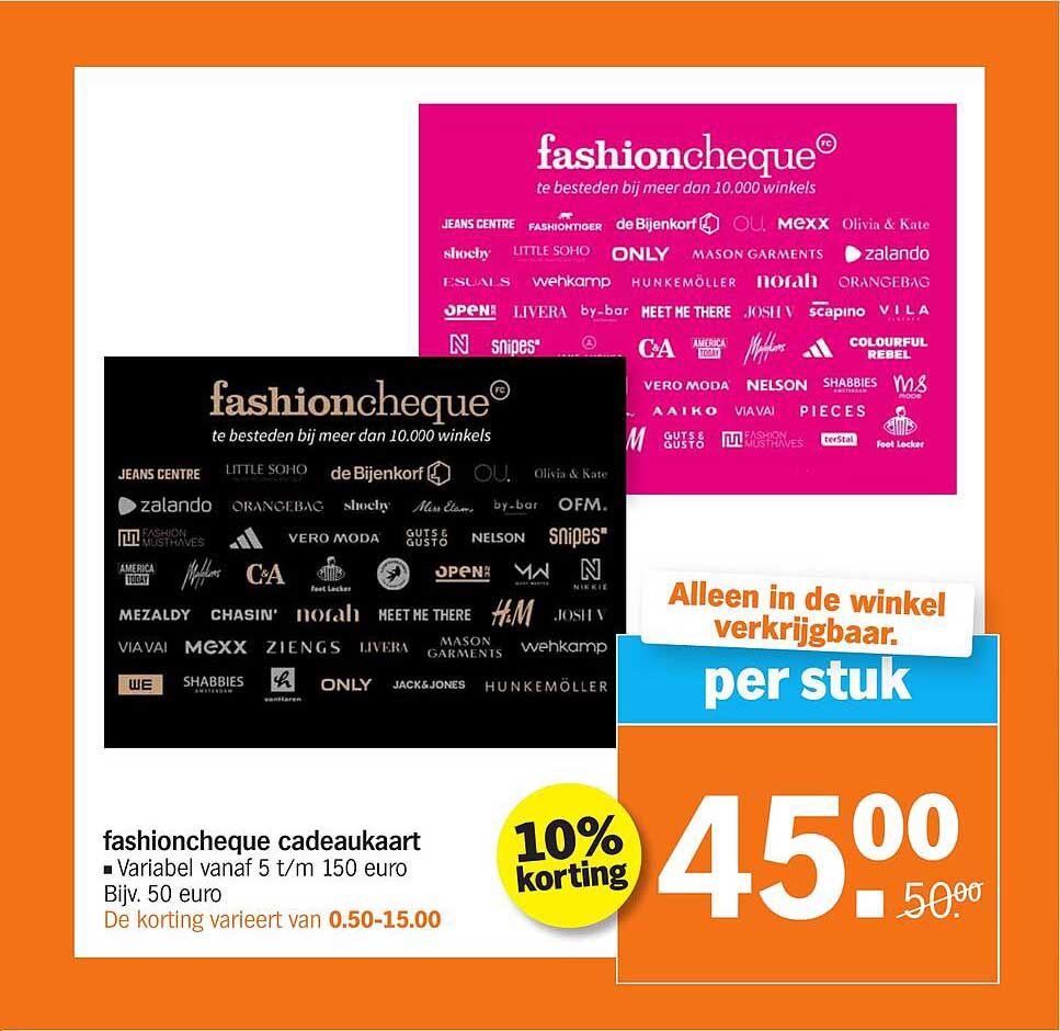 fashioncheque cadeaukaart - Variabel vanaf 5 t/m 150 euro