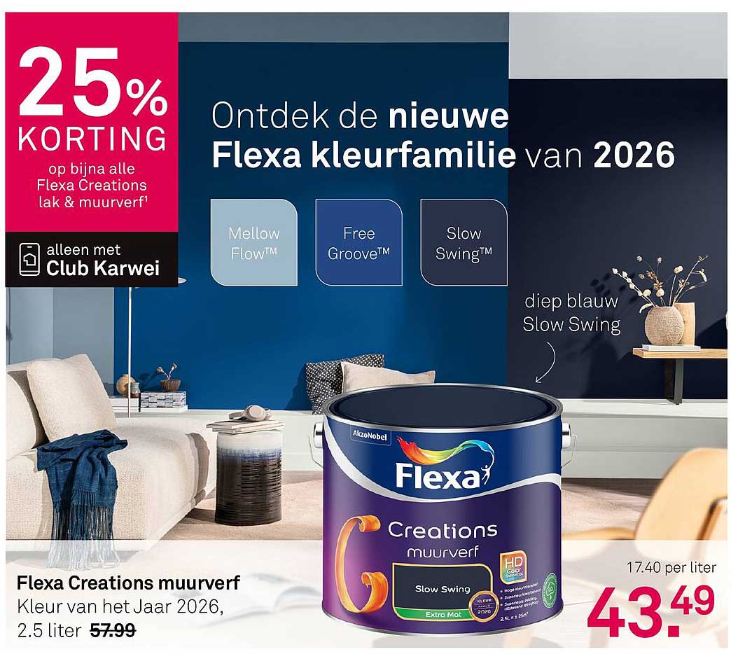 Flexa Creations muurverf Kleur van het Jaar 2026, 2.5 liter