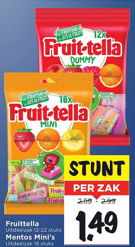 Fruitella Uitdeelzak 12-22 stuks