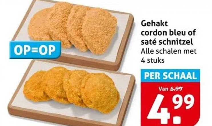Gehakt cordon bleu of saté schnitzel