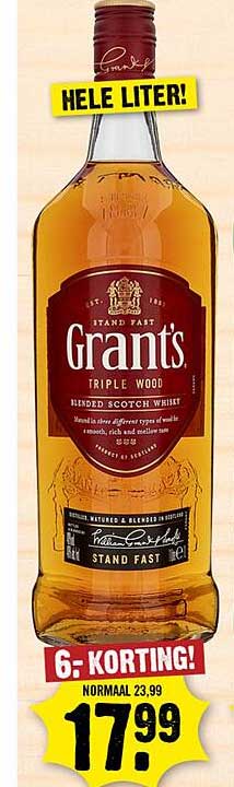 Grants Triple Wood Blended Scotch Whisky - Hele Liter