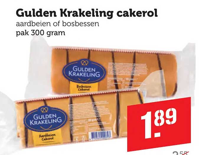 Gulden Krakeling cakerol aardbeien of bosbessen pak 300 gram