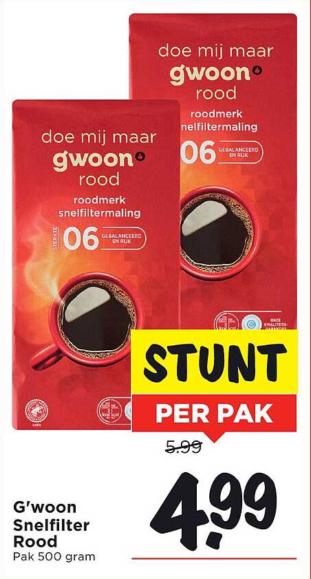 G’woon Snelfilter Rood Pak 500 gram