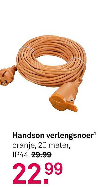 Handson verlengsnoer1 oranje, 20 meter, IP44