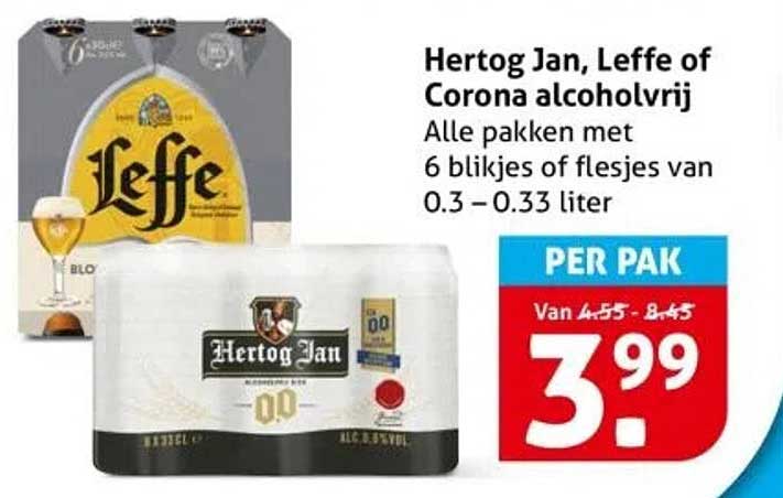 Hertog Jan, Leffe of Corona alcoholvrij
