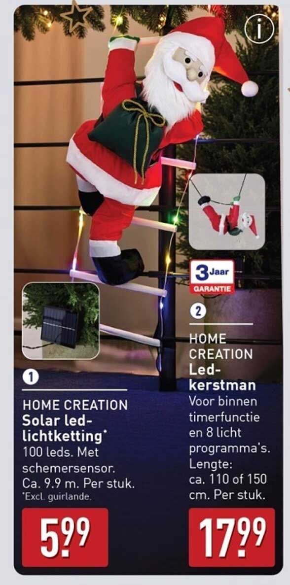 HOME CREATION Led-kerstman Voor binnen timerfunctie en 8 licht programma's. Lengte: ca. 110 of 150 cm. Per stuk.