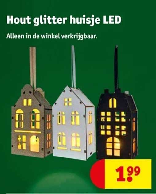 Hout glitter huisje LED