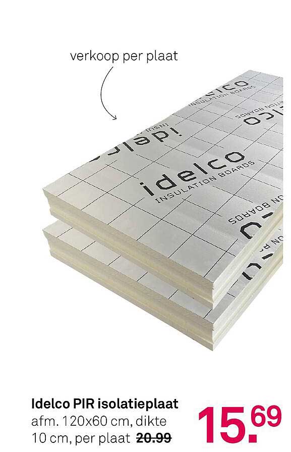 Idelco PIR isolatieplaat afm. 120x60 cm, dikte 10 cm, per plaat