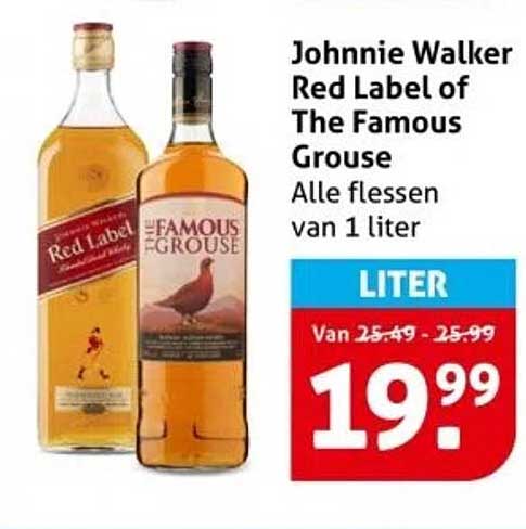 Johnnie Walker Red Label of The Famous Grouse Alle flessen van 1 liter