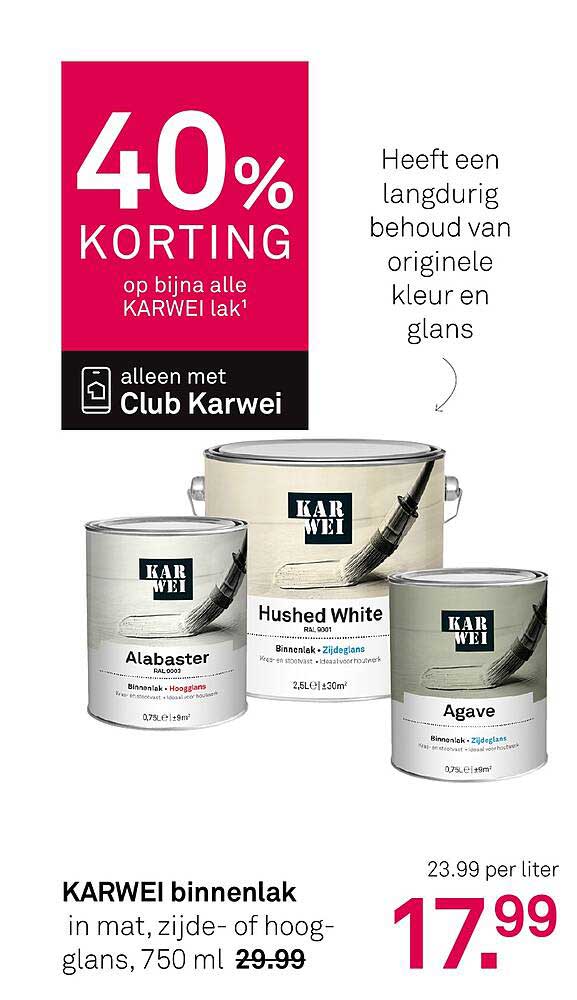 KARWEI binnenlak in mat, zijde- of hoogglans, 750 ml
