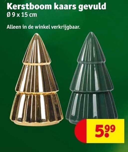 Kerstboom kaars gevuld Ø 9 x 15 cm