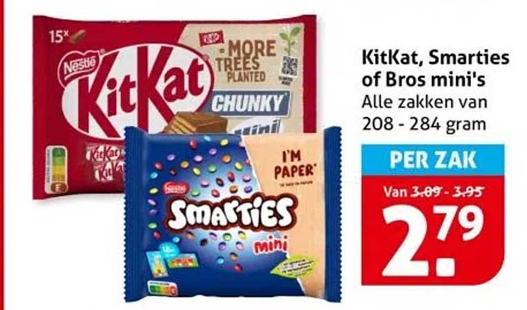 KitKat, Smarties of Bros mini's