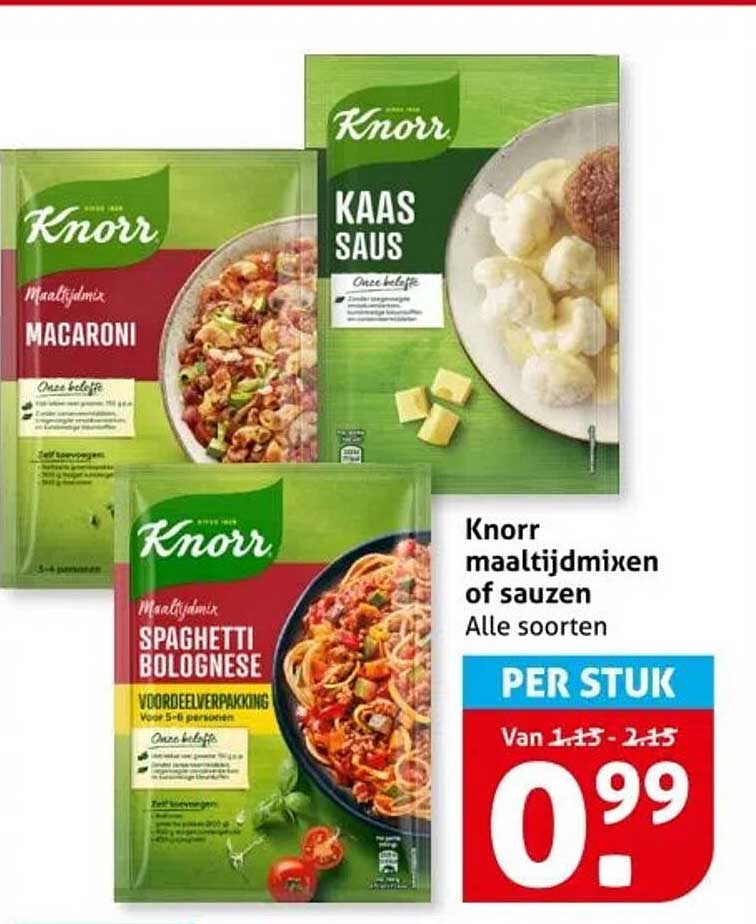 Knorr maaltijdmixen of sauzen - Alle soorten