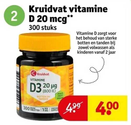 Kruidvat vitamine D 20 mcg** 300 stuks