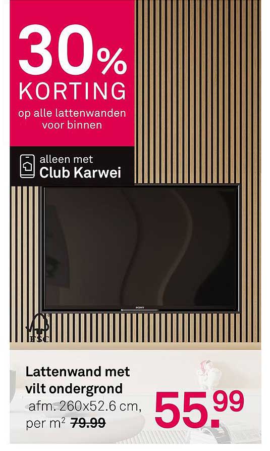 Lattenwand met vilt ondergrond