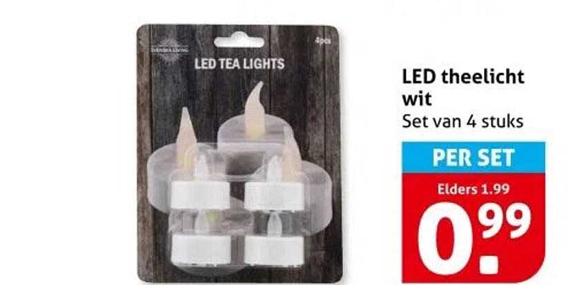 LED theelicht wit Set van 4 stuks