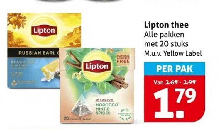 Lipton thee Alle pakken met 20 stuks M.u.v. Yellow Label