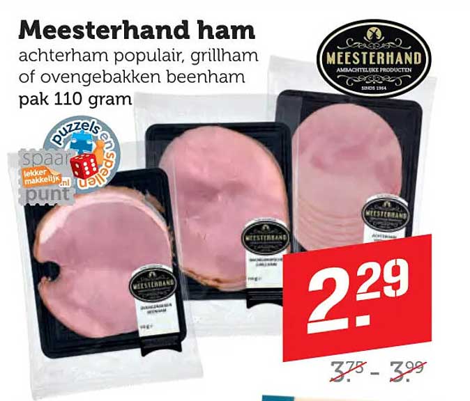 Meesterhand ham achterham populair, grillham of ovengebakken beenham pak 110 gram