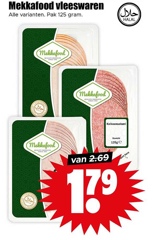 Mekkafood vleeswaren 125 gram