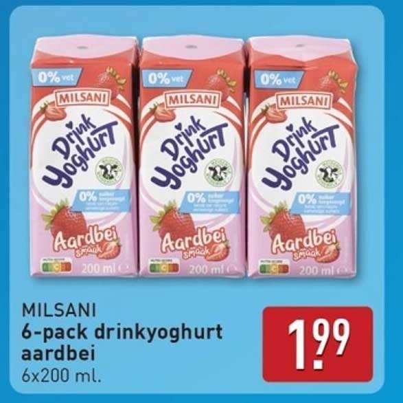 MILSANi 6-pack drinkyoghurt aardbei