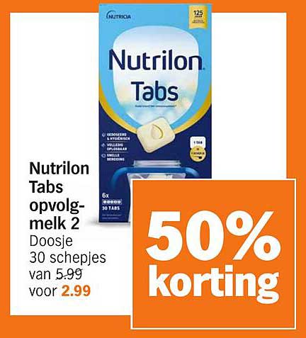 Nutrilon Tabs opvolgmelk 2 Doosje 30 schepjes van 5,99 voor 2,99