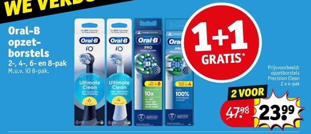 Oral-B opzetborstels 2-, 4-, 6- en 8-pak M.u.v. iO 8-pak.