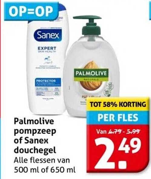 Palmolive pompzeep of Sanex douchegel