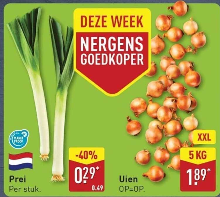 Prei en Uien - Deze week Nergens Goedkoper