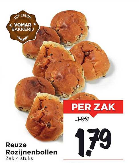 Reuze Rozijnenbollen Zak 4 stuks