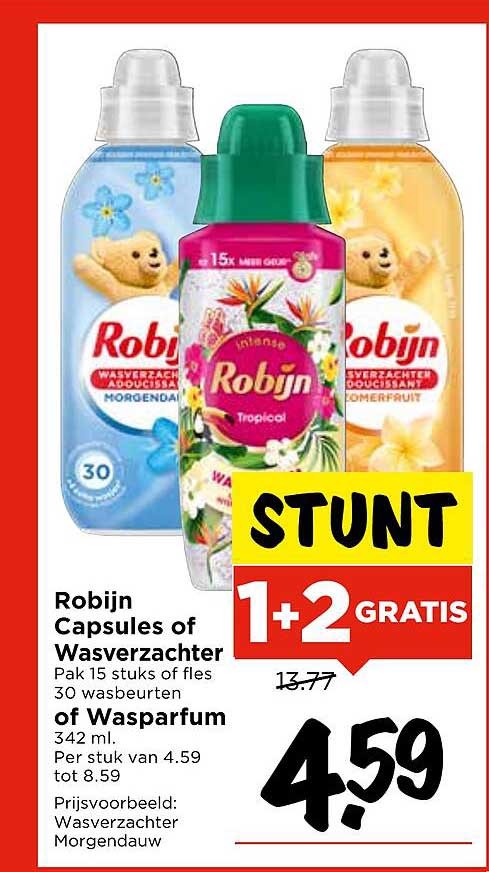 Robijn Capsules of Wasverzachter 1+2 Gratis