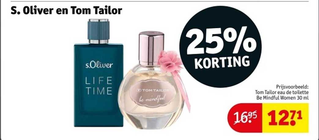 S. Oliver en Tom Tailor parfum met 25% korting