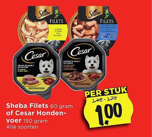 Sheba Filets 60 gram of Cesar Hondenvoer 150 gram Alle soorten