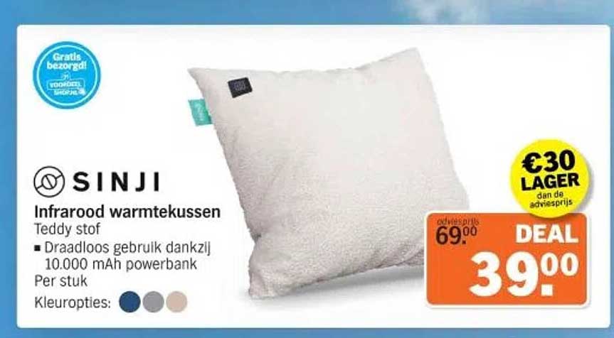 Sinji Infrarood warmtekussen Teddy stof