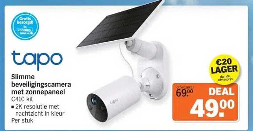 Slimme beveiligingscamera met zonnepaneel C410 kit