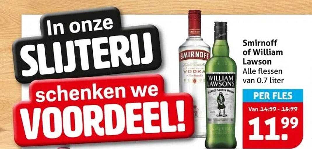 Smirnoff of William Lawson - Alle flessen van 0.7 liter