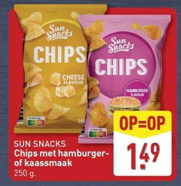 SUN SNACKS Chips met hamburger- of kaassmaak