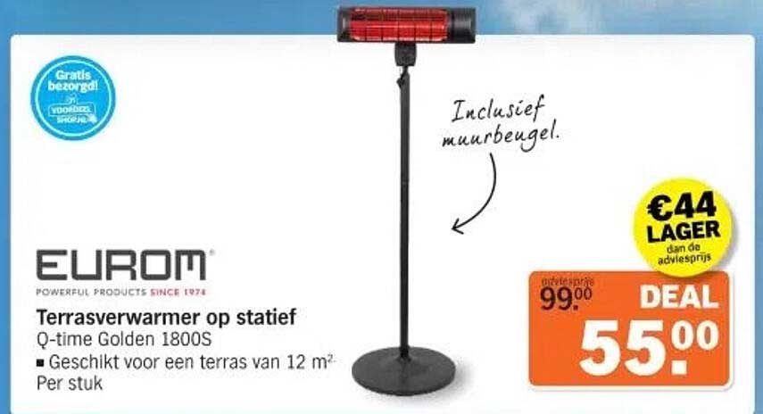 Terrasverwarmer op statief Q-time Golden 1800S