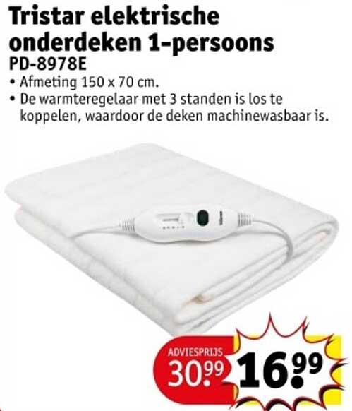 Tristar elektrische onderdeken 1-persoons PD-8978E