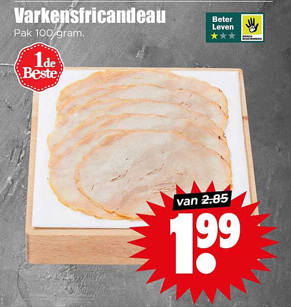 Varkensfricandeau Pak 100 gram.