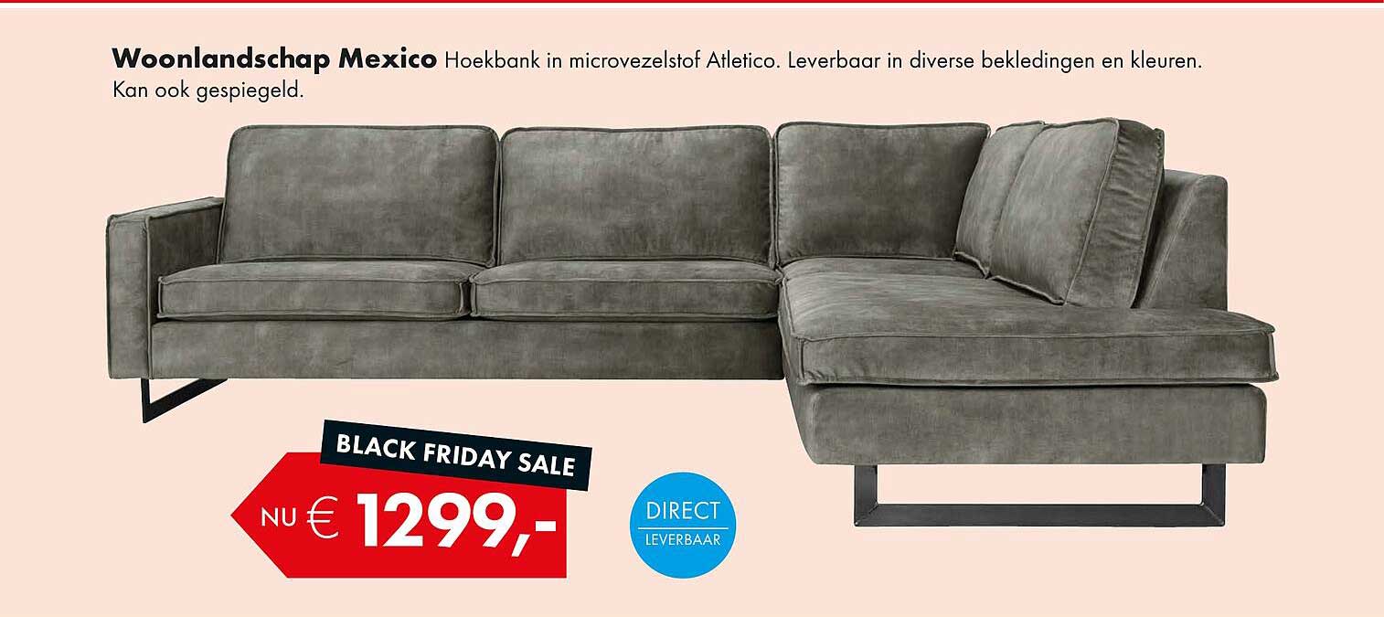 Woonlandschap Mexico Hoekbank in microvezelstof Atletico