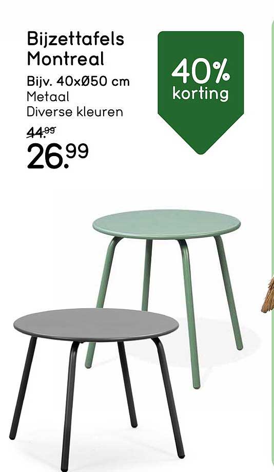 Bijzettafels Montreal 40% korting