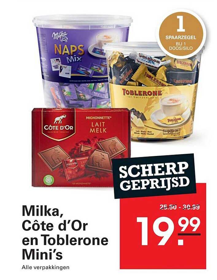 Milka, Côte d’Or en Toblerone Mini’s