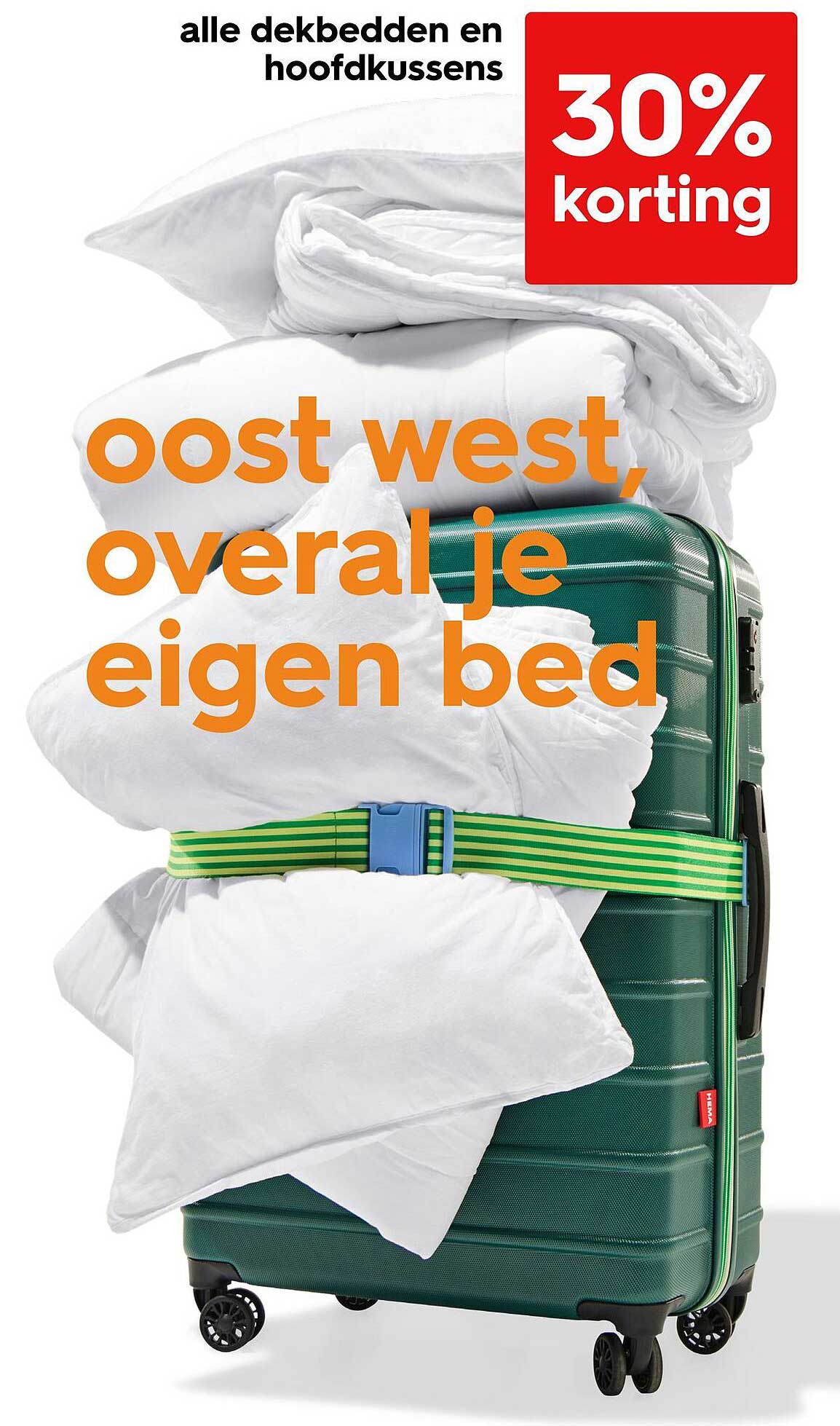 alle dekbedden en hoofdkussens 30% korting